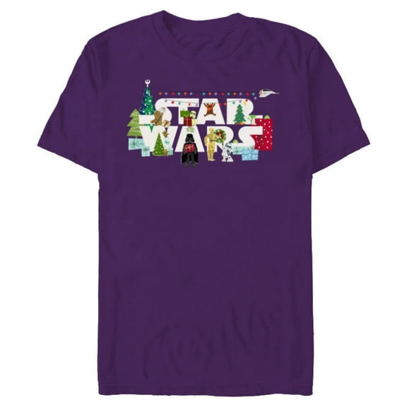 Star Wars Christmas Logo Holiday Celebration - Short Sleeve Blended T-Shirt for Adults - Customized-Purple