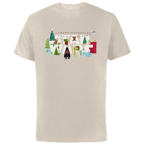 Star Wars Christmas Logo Holiday Celebration - Short Sleeve Cotton T-Shirt for Adults - Customized-Natural