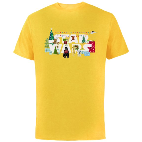 Star Wars Christmas Logo Holiday Celebration - Short Sleeve Cotton T-Shirt for Adults - Customized-Yellow