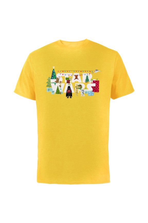 Christmas Logo Holiday Celebration - Short Sleeve Cotton T-Shirt for Adults - Customized-Yellow