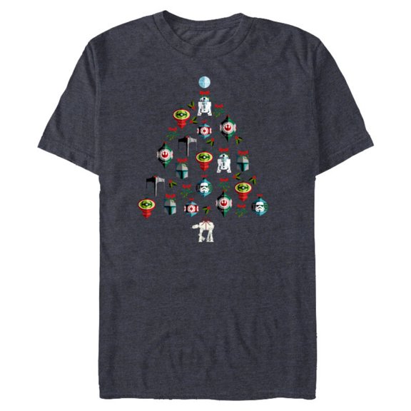 Star Wars Christmas Tree Ornaments Holiday Standard - Short Sleeve Blended T-Shirt for Adults – Customized-Navy Heather