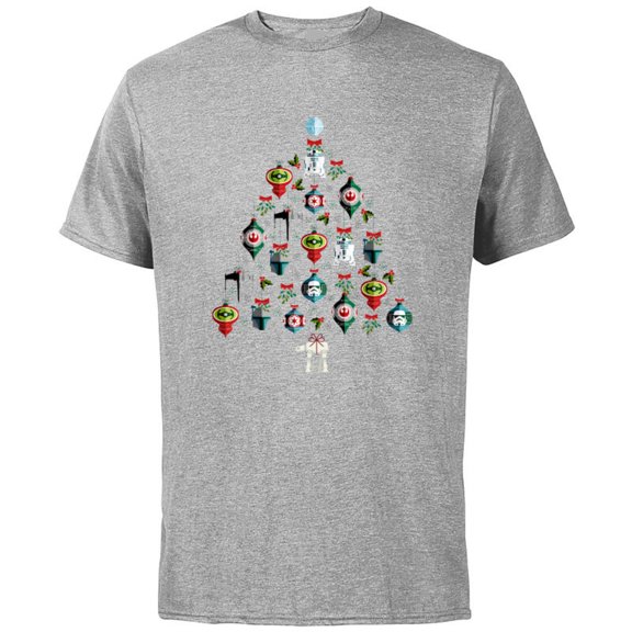 Star Wars Christmas Tree Ornaments Holiday Standard - Short Sleeve Cotton T-Shirt for Adults - Customized-Athletic Heather