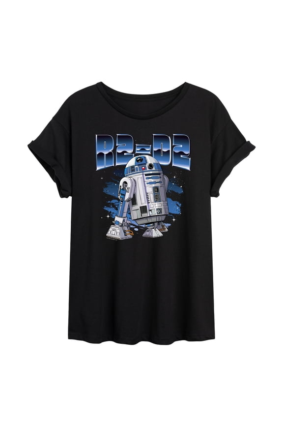 - Chrome R2D2 - Juniors Oversized Graphic T-Shirt