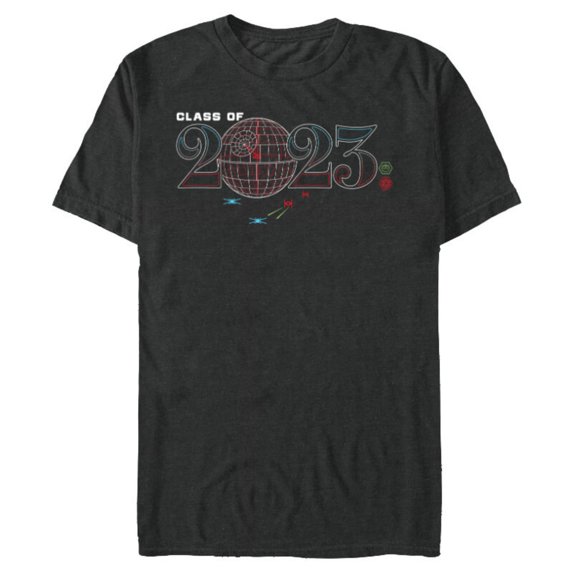 Star Wars Class of 2023 Graduation Death Star Wireframe - Short Sleeve Blended T-Shirt for Adults - Customized-Dark Heather