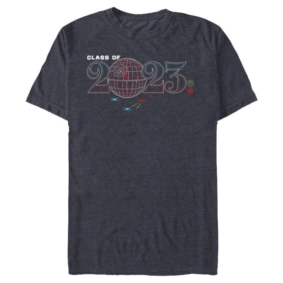Star Wars Class of 2023 Graduation Death Star Wireframe - Short Sleeve Blended T-Shirt for Adults - Customized-Navy Heather