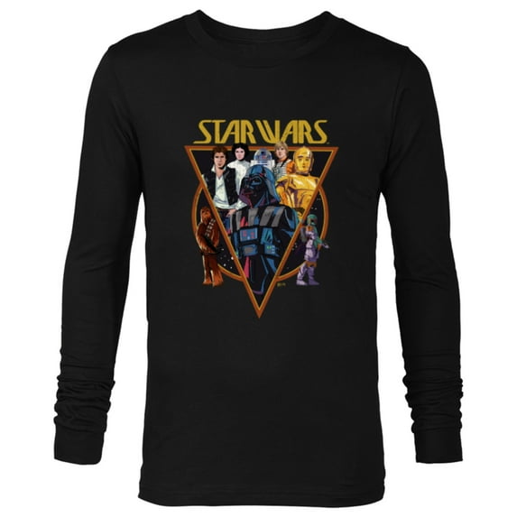 Star Wars Classic Art Characters and Logo Retro Vintage - Long Sleeve T-Shirt for Men - Customized-Black