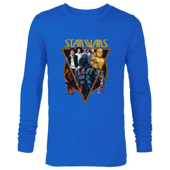 Star Wars Classic Art Characters and Logo Retro Vintage - Long Sleeve T-Shirt for Men - Customized-Navy