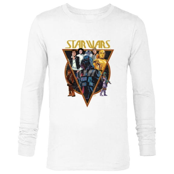 Star Wars Classic Art Characters and Logo Retro Vintage - Long Sleeve T-Shirt for Men - Customized-White