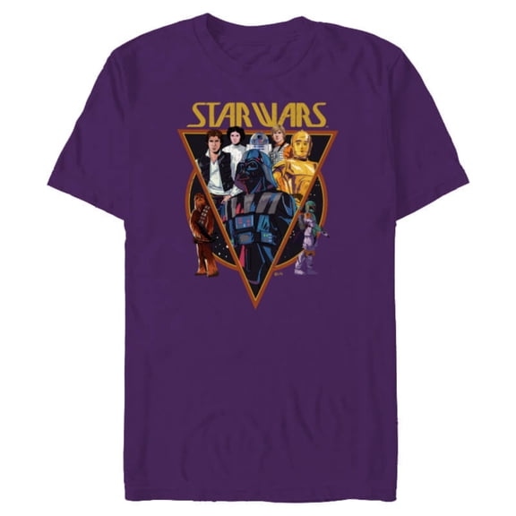Star Wars Classic Art Characters and Logo Retro Vintage - Short Sleeve Blended T-Shirt for Adults - Customized-Purple