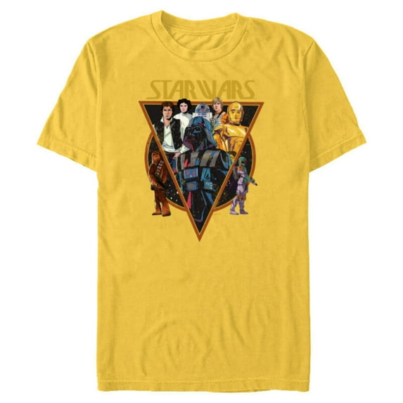 Star Wars Classic Art Characters and Logo Retro Vintage - Short Sleeve Blended T-Shirt for Adults - Customized-Yellow