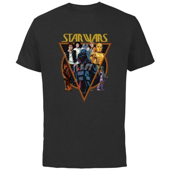 Star Wars Classic Art Characters and Logo Retro Vintage - Short Sleeve Cotton T-Shirt for Adults - Customized-Black
