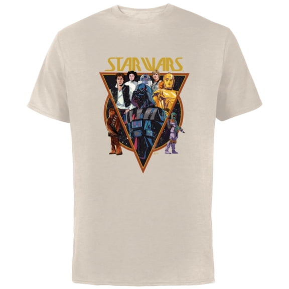 Star Wars Classic Art Characters and Logo Retro Vintage - Short Sleeve Cotton T-Shirt for Adults - Customized-Natural