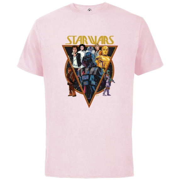 Star Wars Classic Art Characters and Logo Retro Vintage - Short Sleeve Cotton T-Shirt for Adults - Customized-Soft Pink
