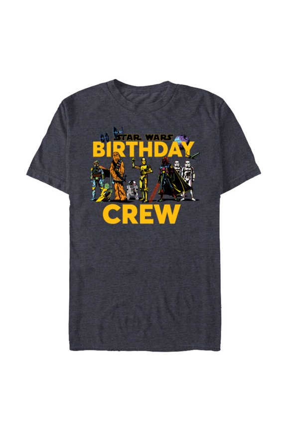 Classic Characters Birthday Crew Party Matching - Short Sleeve Blended T-Shirt for Adults - Customized-Navy Heather