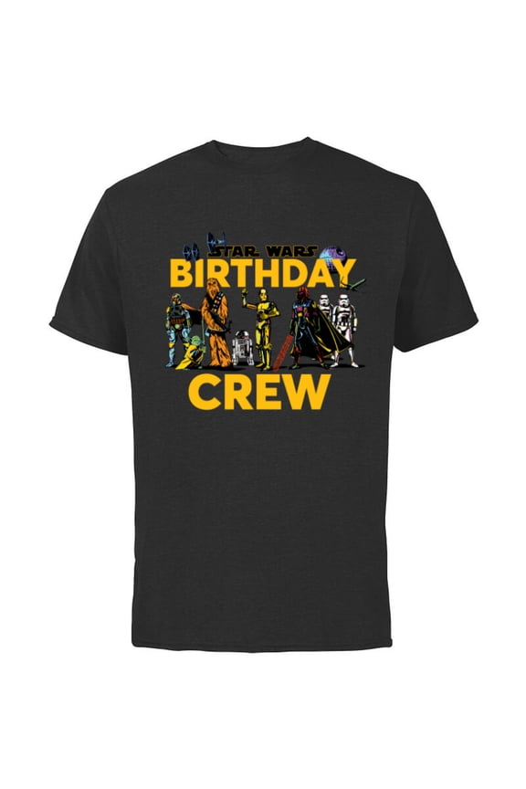 Classic Characters Birthday Crew Party Matching - Short Sleeve Cotton T-Shirt for Adults - Customized-Black