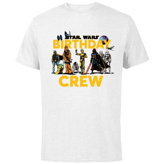 Star Wars Classic Characters Birthday Crew Party Matching - Short Sleeve Cotton T-Shirt for Adults - Customized-White
