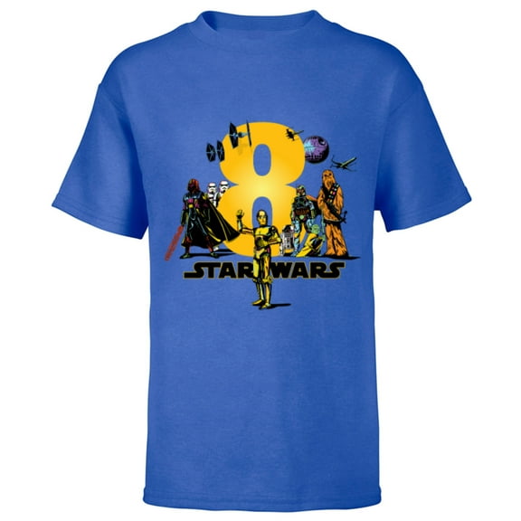 Star Wars Classic Characters Eighth Birthday 8 Years Old - Short Sleeve T-Shirt for Kids - Customized-Royal