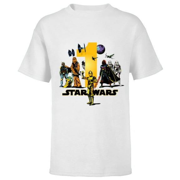 Star Wars Classic Characters First Birthday 1 Year Old - Short Sleeve T-Shirt for Kids - Customized-White