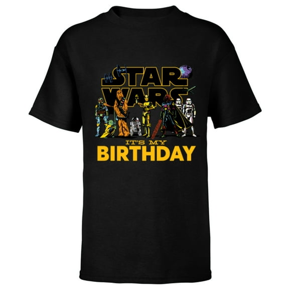Star Wars Classic Characters Party Matching It’s My Birthday - Short Sleeve T-Shirt for Kids - Customized-Black