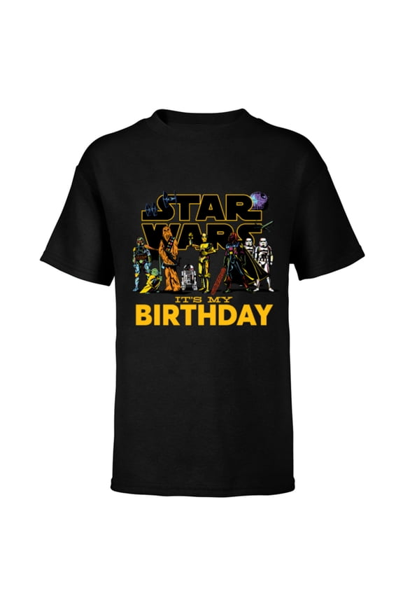 Classic Characters Party Matching It’s My Birthday - Short Sleeve T-Shirt for Kids - Customized-Black
