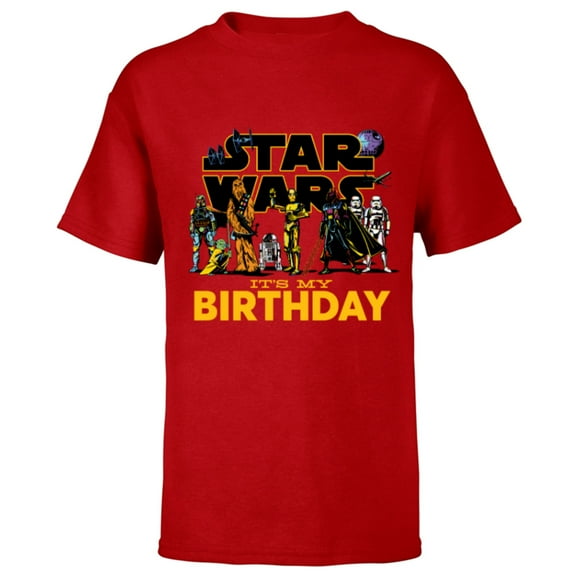 Star Wars Classic Characters Party Matching It’s My Birthday - Short Sleeve T-Shirt for Kids - Customized-Red