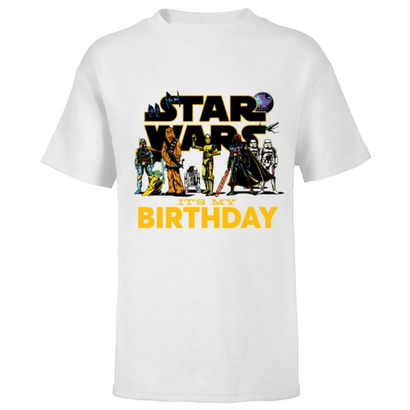 Star Wars Classic Characters Party Matching It’s My Birthday - Short Sleeve T-Shirt for Kids - Customized-White
