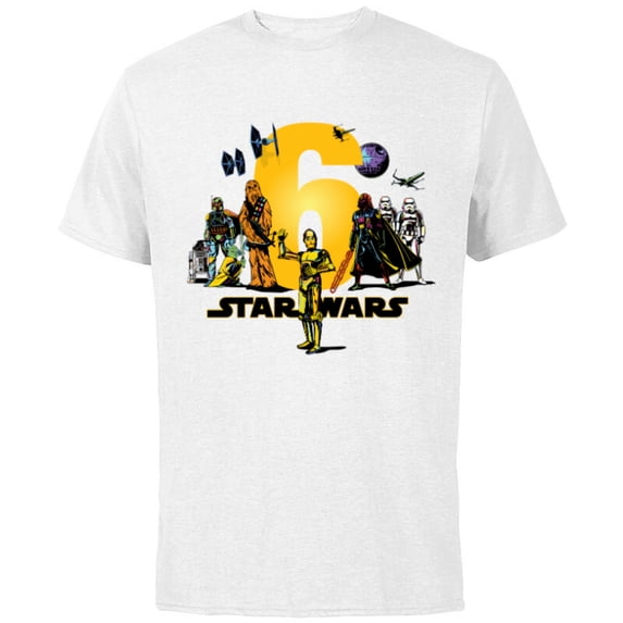 Star Wars Classic Characters Sixth Birthday 6 Years Old - Short Sleeve Cotton T-Shirt for Adults - Customized-White
