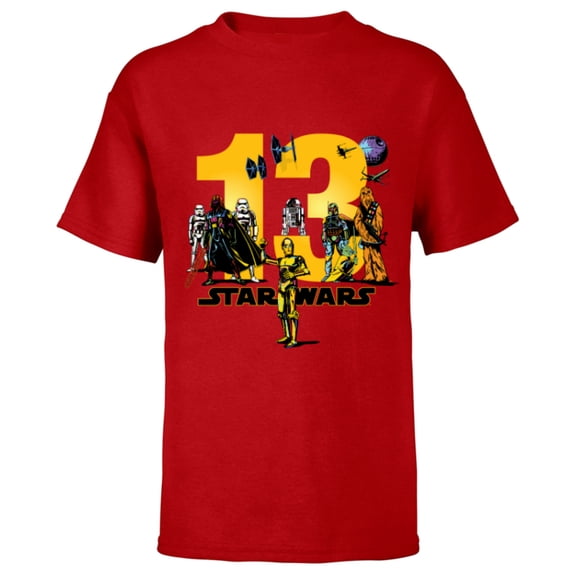 Star Wars Classic Characters Thirteenth Birthday 13 Year Old - Short Sleeve T-Shirt for Kids - Customized-Red