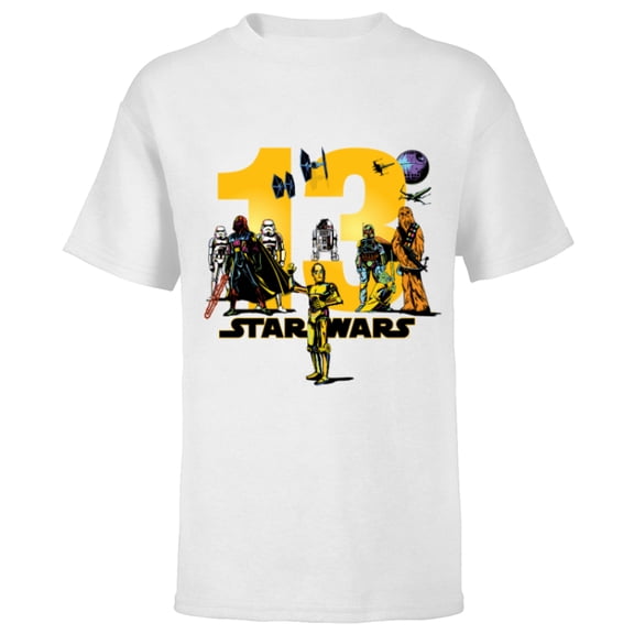 Star Wars Classic Characters Thirteenth Birthday 13 Year Old - Short Sleeve T-Shirt for Kids - Customized-White