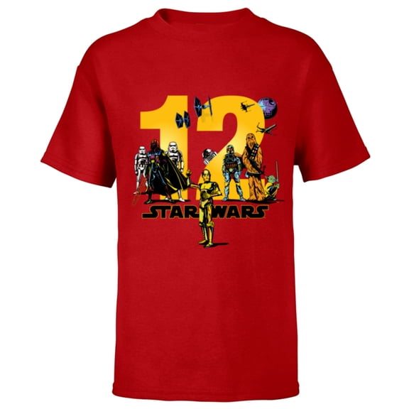 Star Wars Classic Characters Twelfth Birthday 12 Years Old - Short Sleeve T-Shirt for Kids - Customized-Red