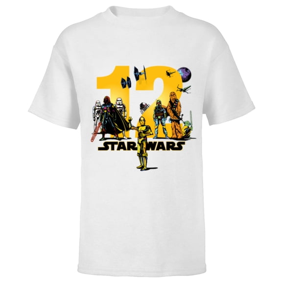 Star Wars Classic Characters Twelfth Birthday 12 Years Old - Short Sleeve T-Shirt for Kids - Customized-White
