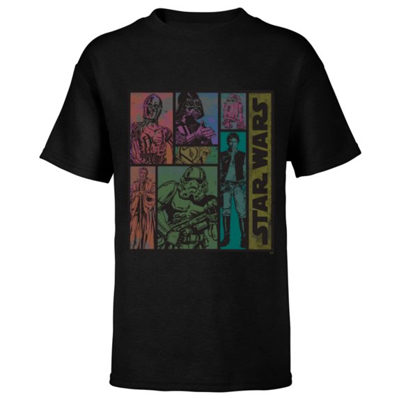 Star Wars Classic Comic Art Episode IV Retro Vintage - Short Sleeve T-Shirt for Kids - Customized-Black