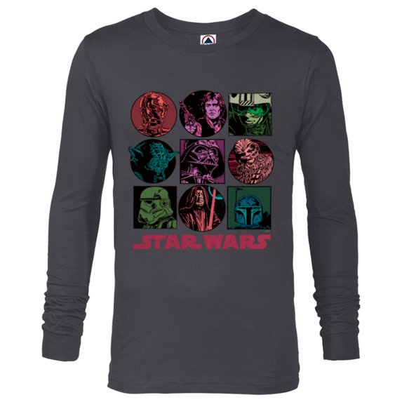 Star Wars Classic Comic Art Original Trilogy Retro Vintage - Long Sleeve T-Shirt for Men - Customized-Charcoal Heather
