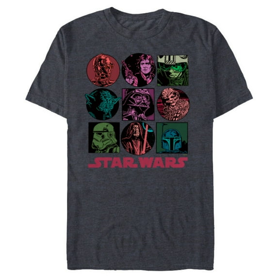Star Wars Classic Comic Art Original Trilogy Retro Vintage - Short Sleeve Blended T-Shirt for Adults - Customized-Navy Heather