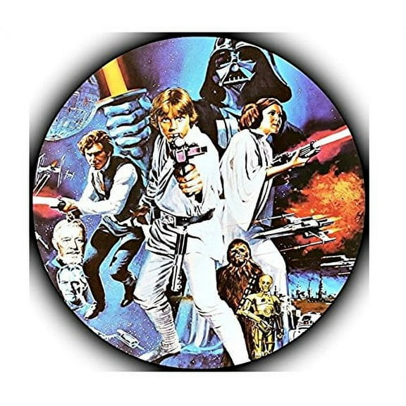 Star Wars Classic Luke Skywalker Chewbaca Princess Leia Darth Vader Light Sabers Edible Cake Topper Image