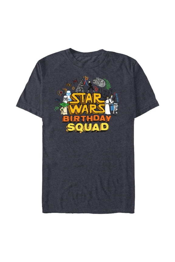Classic Movie Characters Retro Toon Birthday Squad - Short Sleeve Blended T-Shirt for Adults - Customized-Navy Heather