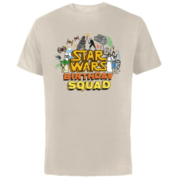 Star Wars Classic Movie Characters Retro Toon Birthday Squad - Short Sleeve Cotton T-Shirt for Adults - Customized-Natural
