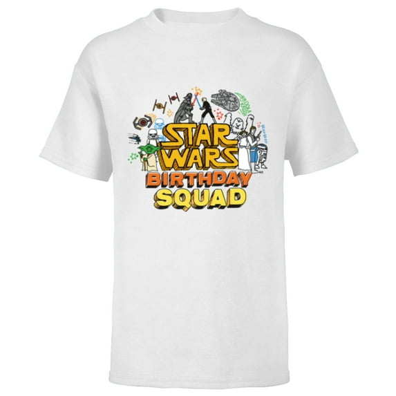 Star Wars Classic Movie Characters Retro Toon Birthday Squad - Short Sleeve T-Shirt for Kids - Customized-White