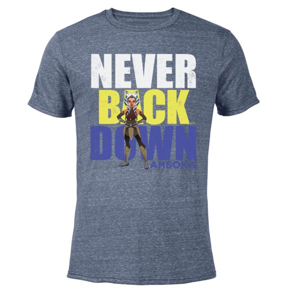 Star Wars Clone Wars Ahsoka Tano Never Back Down - Short Sleeve Blended T-Shirt for Adults – Customized-Navy Heather
