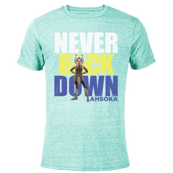 Star Wars Clone Wars Ahsoka Tano Never Back Down - Short Sleeve Blended T-Shirt for Adults – Customized-Ocean Blue