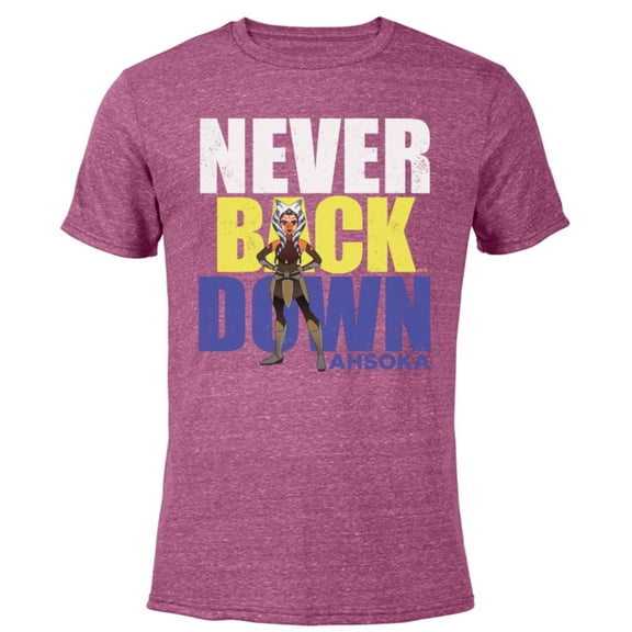 Star Wars Clone Wars Ahsoka Tano Never Back Down - Short Sleeve Blended T-Shirt for Adults – Customized-Purple