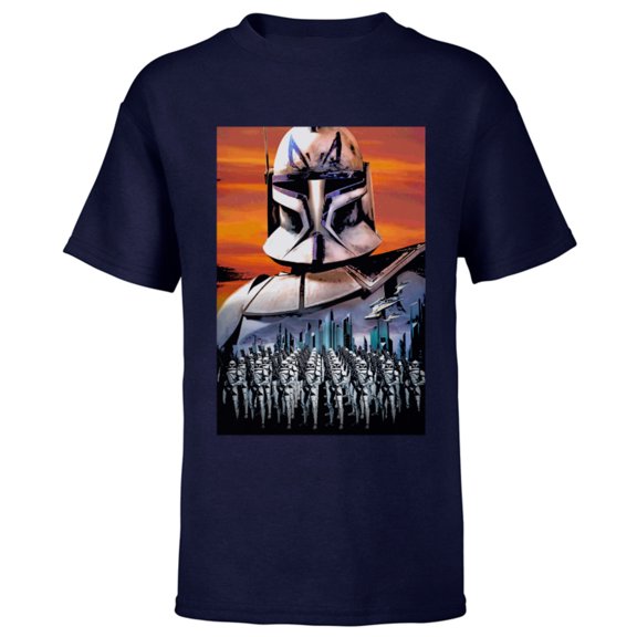 Star Wars Clone Wars Captain Rex Clone Troopers - Short Sleeve T-Shirt for Kids - Customized-Navy