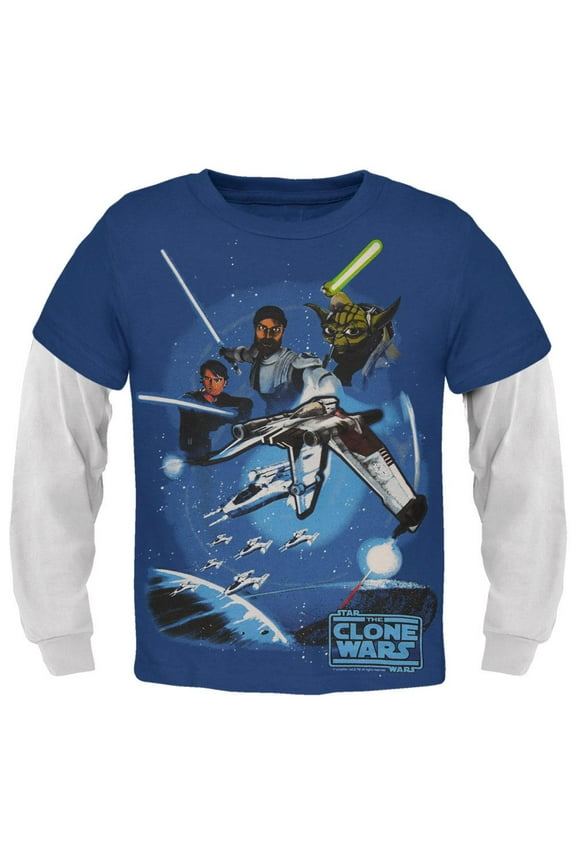 - Clone Wars Jedi Juvy 2fer Long Sleeve T-Shirt - Juvy Large