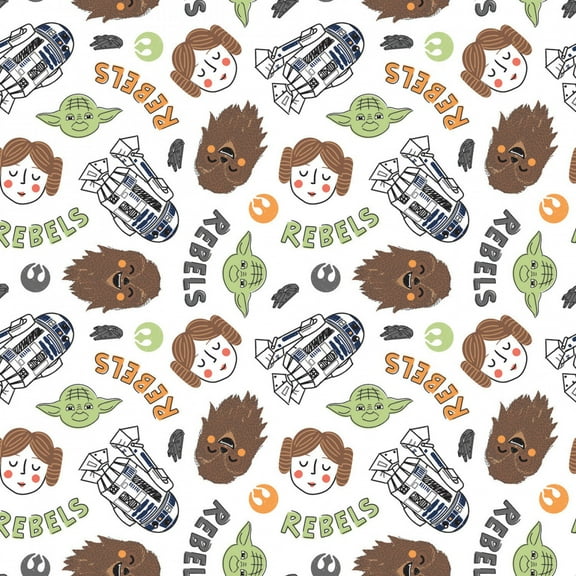 Star Wars Collection Become a Rebel White 100% Cotton Fabric by The Yard