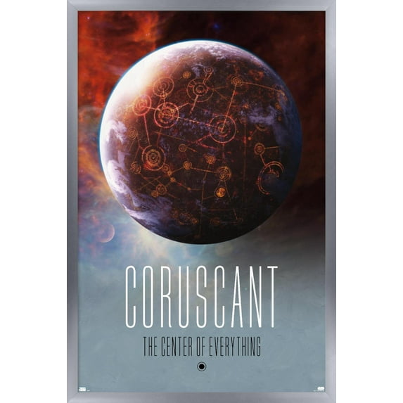 Star Wars: Coruscant - Visit Coruscant by Russell Walks 23 Wall Poster, 14.725" x 22.375" Framed