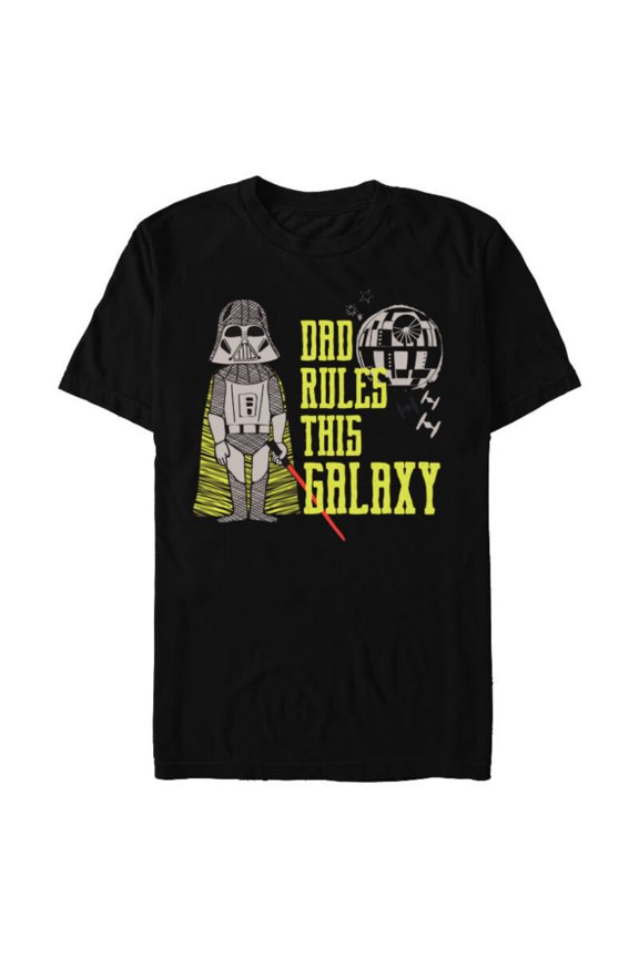 Cute Darth Vader Dad Rules This Galaxy - Short Sleeve Blended T-Shirt for Adults - Customized-Black