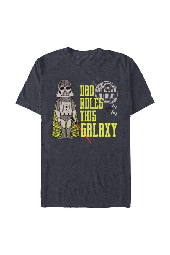 Cute Darth Vader Dad Rules This Galaxy - Short Sleeve Blended T-Shirt for Adults - Customized-Navy Heather