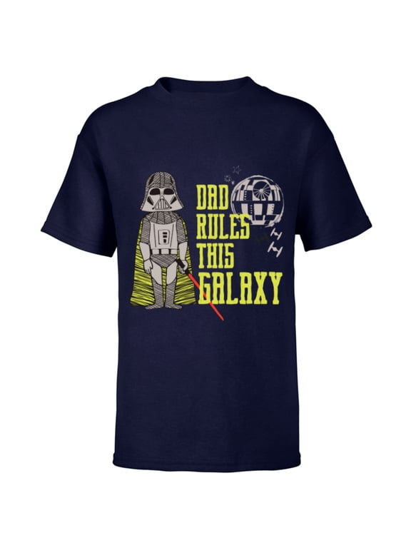 Cute Darth Vader Dad Rules This Galaxy - Short Sleeve T-Shirt for Kids - Customized-Navy