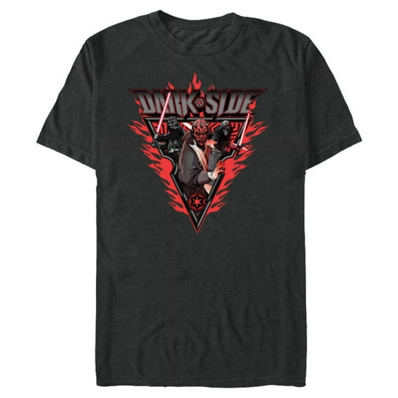 Star Wars Dark Side Darth Vader Darth Maul Kylo Ren Flames - Short Sleeve Blended T-Shirt for Adults - Customized-Dark Heather