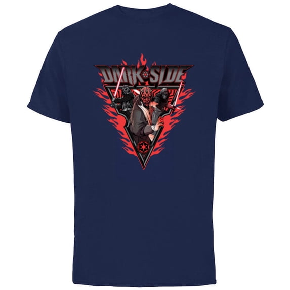 Star Wars Dark Side Darth Vader Darth Maul Kylo Ren Flames - Short Sleeve Cotton T-Shirt for Adults - Customized-Navy